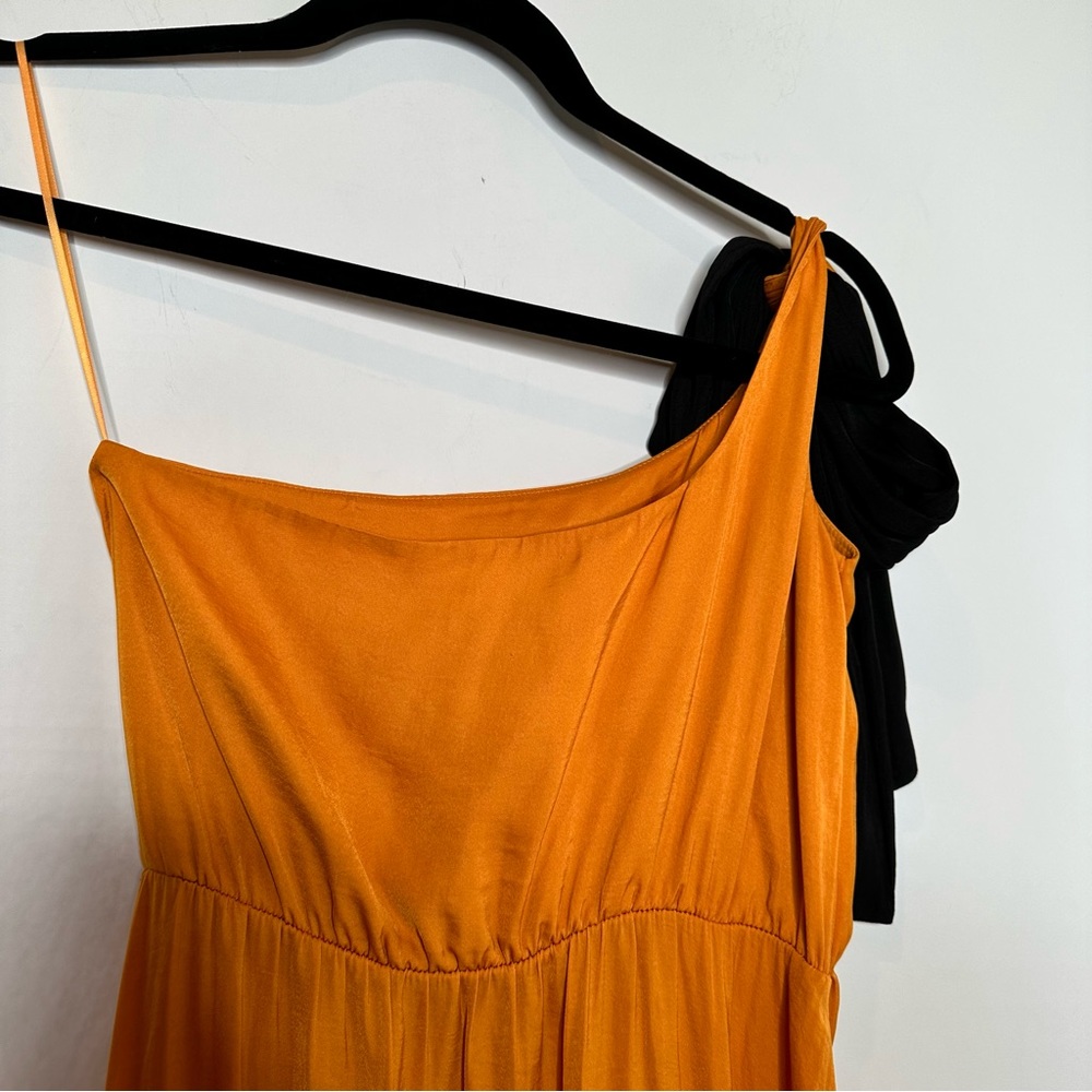 Maje Rasti One-Shoulder Satin Midi Dress in Yellow - Picture 10 of 12